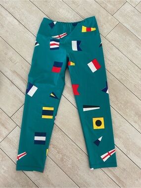 Goldsheep Teal Nautical Flag Print Leggings
